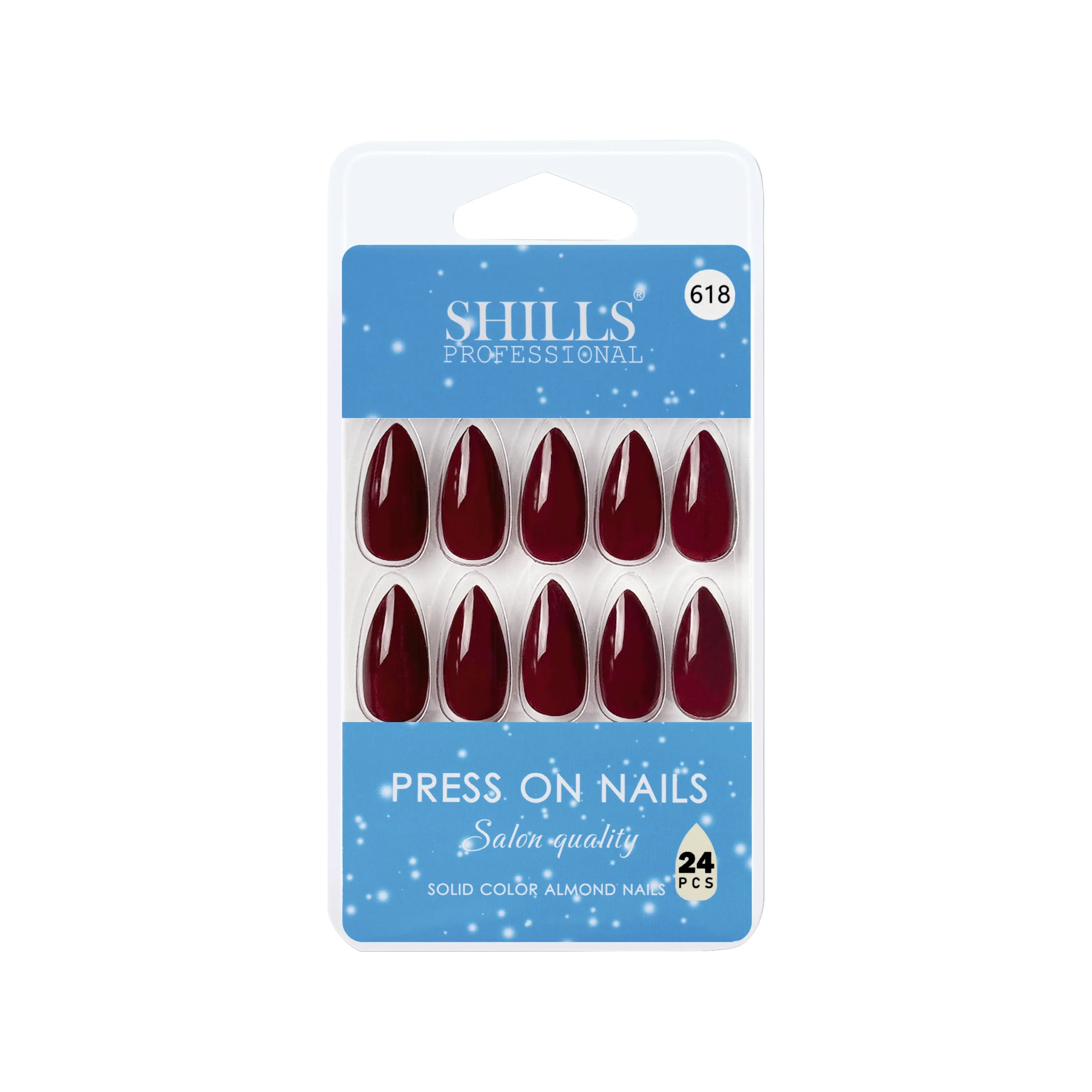 Glossy Solid Color Nails Sharp Almond(SPN605-SPN630) - Shills Professional