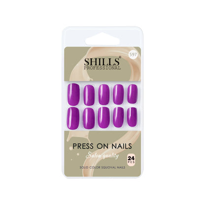 Glossy Solid Color Nails Square(SPN579-SPN604) - Shills Professional