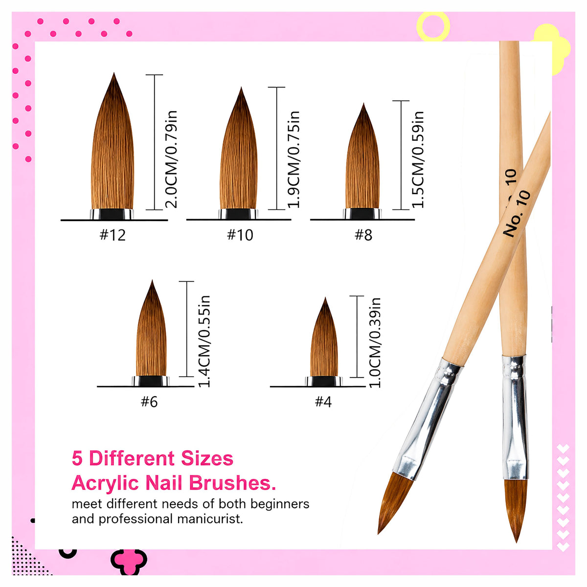 SHILLS PROFESSIONAL Acrylic 5pcs Brush Set for Nail Extensions & Nail Art