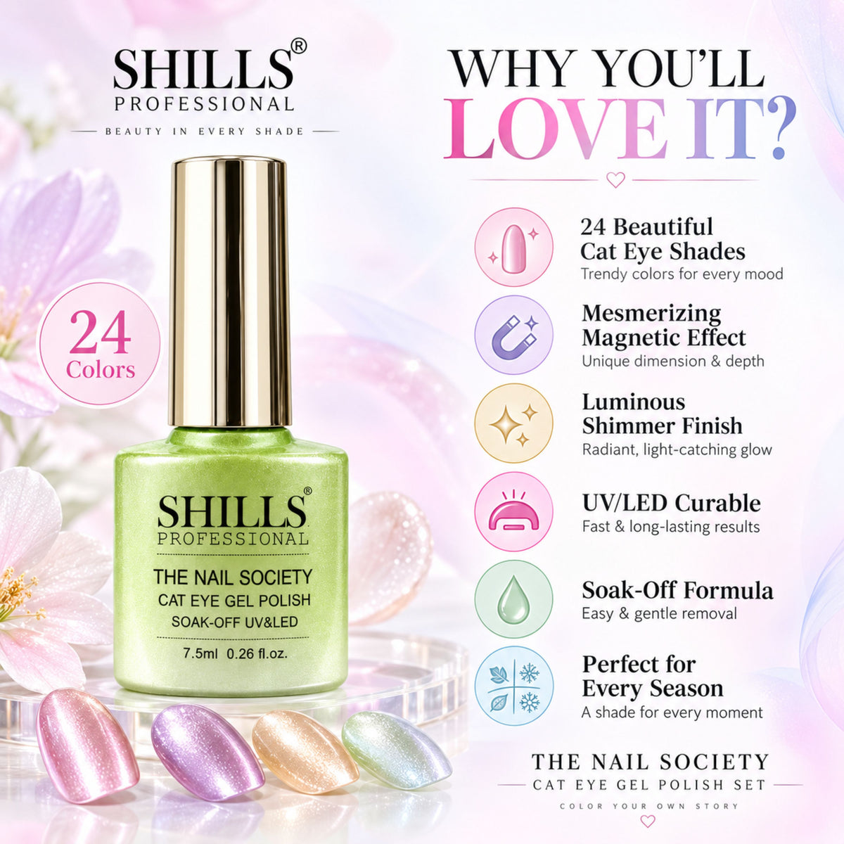 THE NAIL SOCIETY CAT EYE GEL POLISH SET SPN-6759