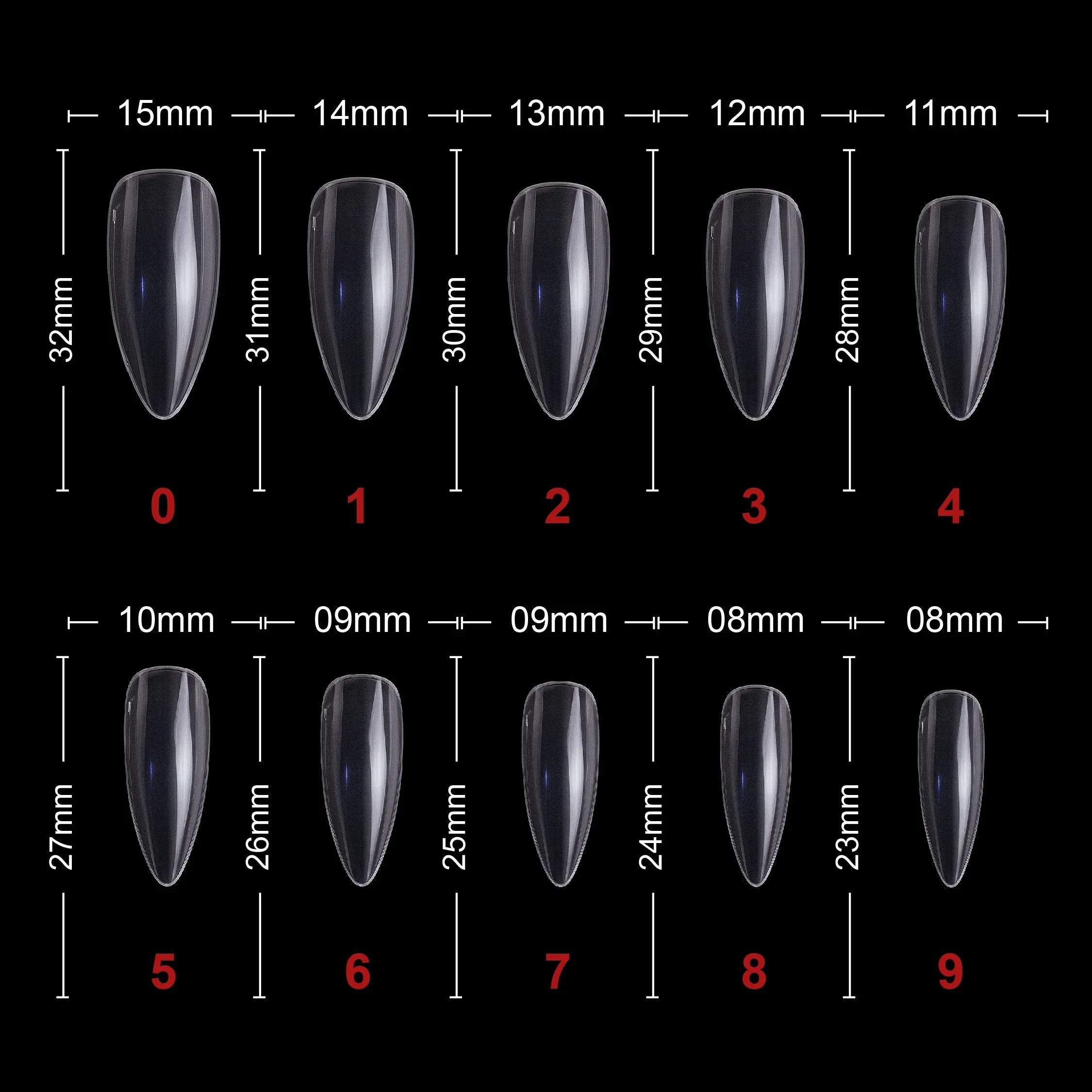 PKT 500pcs Almond Nail Tips Clear - Shills Professional