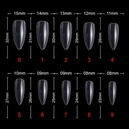 PKT 500pcs Almond Nail Tips Clear - Shills Professional