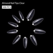 PKT 500pcs Almond Nail Tips Clear