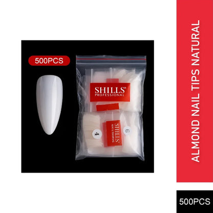 PKT 500pcs Almond Nail Tips Natural - Shills Professional