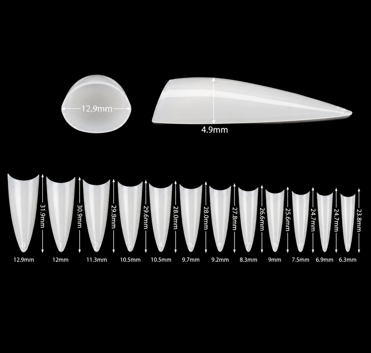 PKT 500pcs Stiletto Tips Natural
