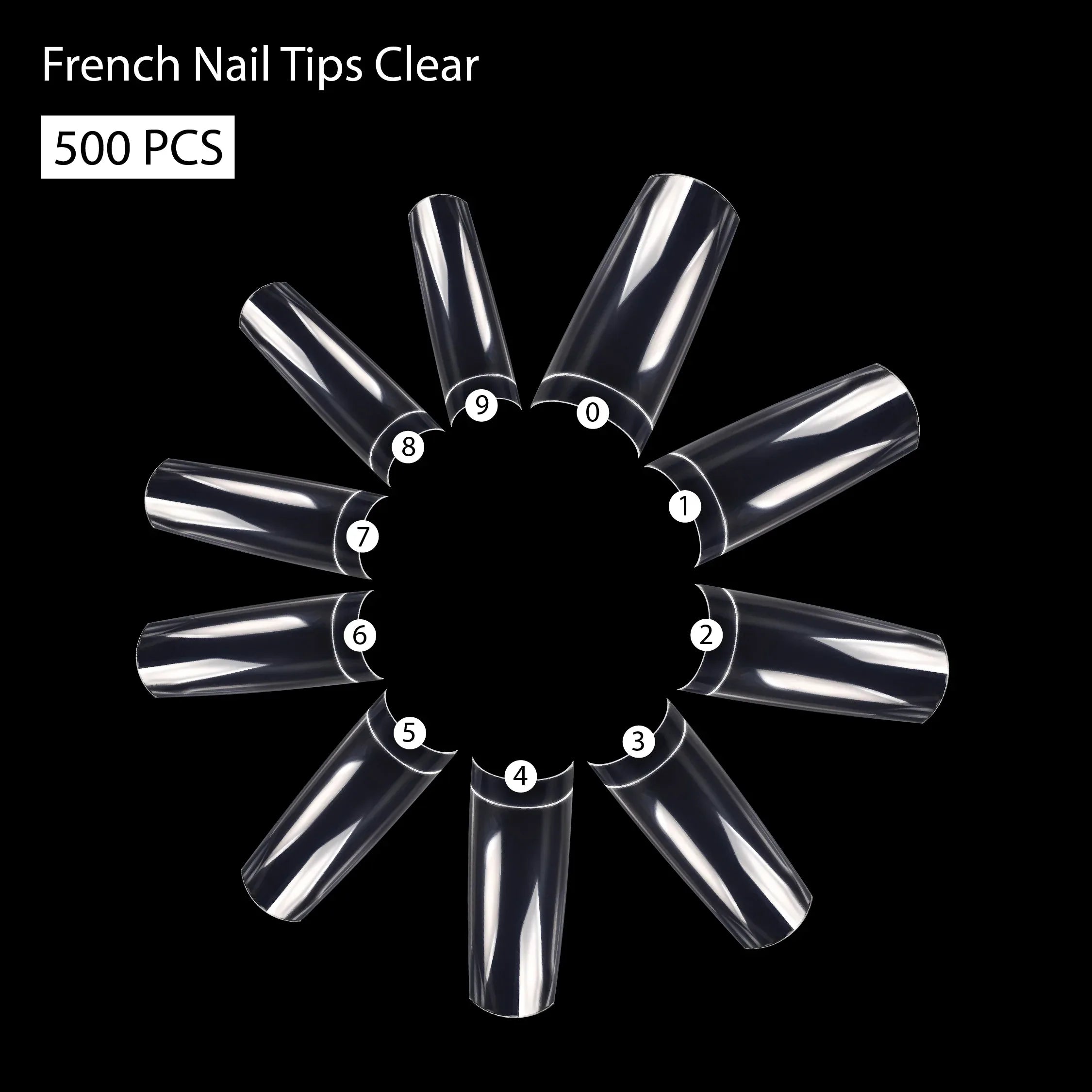 PKT 500pcs French Nail Tips Clear - Shills Professional