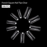 PKT 500pcs French Square Nail Tips Clear