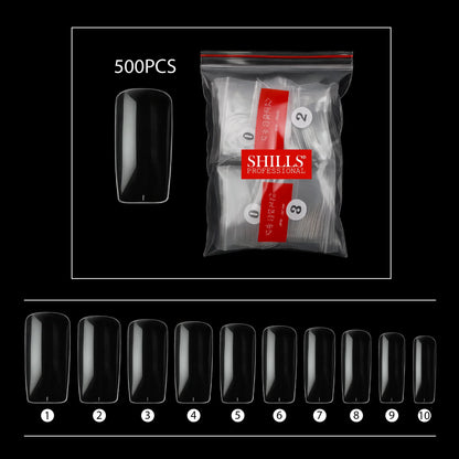 PKT 500pcs Full Cover Tips-Clear - Shills Professional