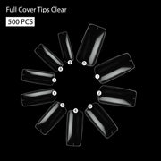 PKT 500pcs Full Cover Tips-Clear