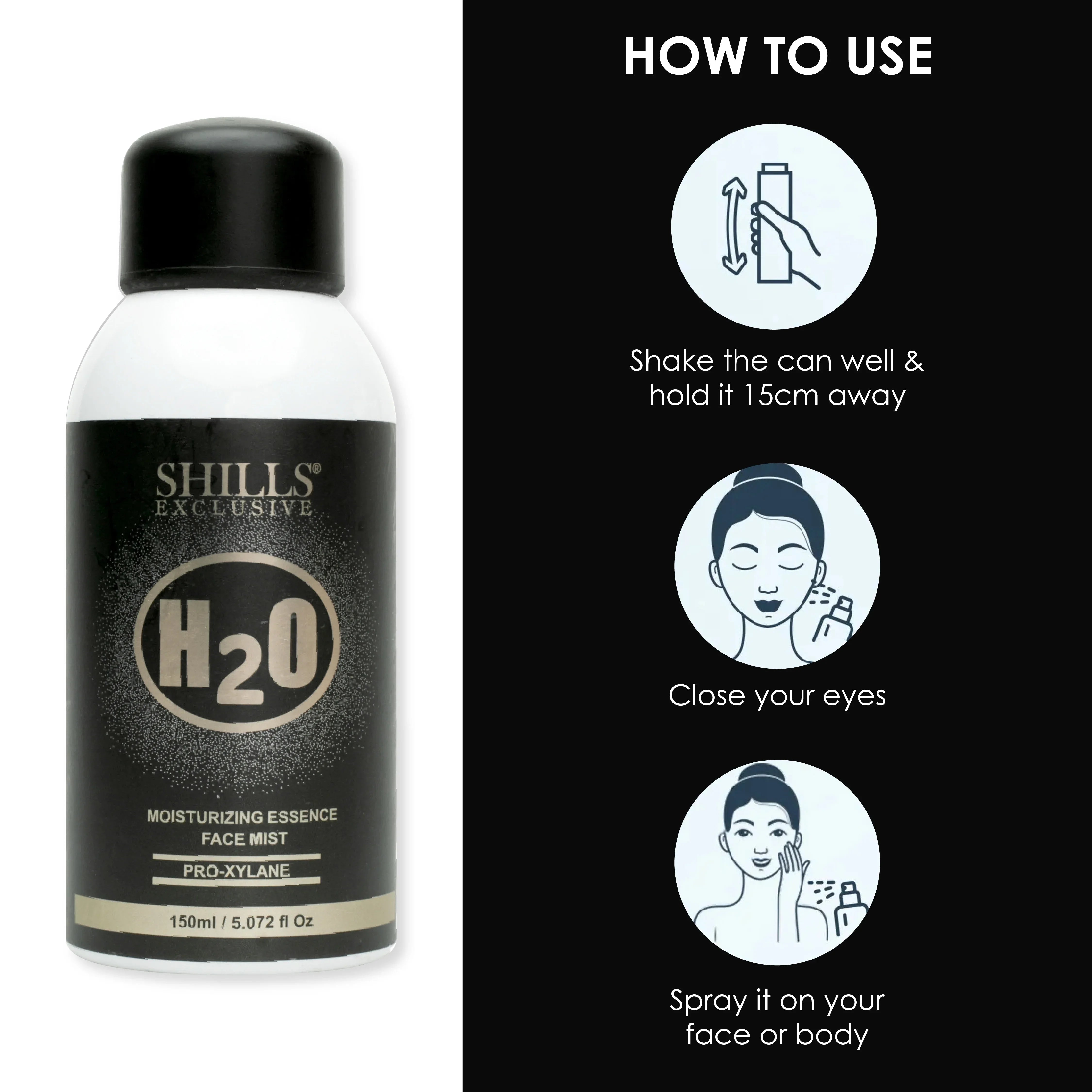 Moisturizing H2O Face Mist 150ml - Shills Professional