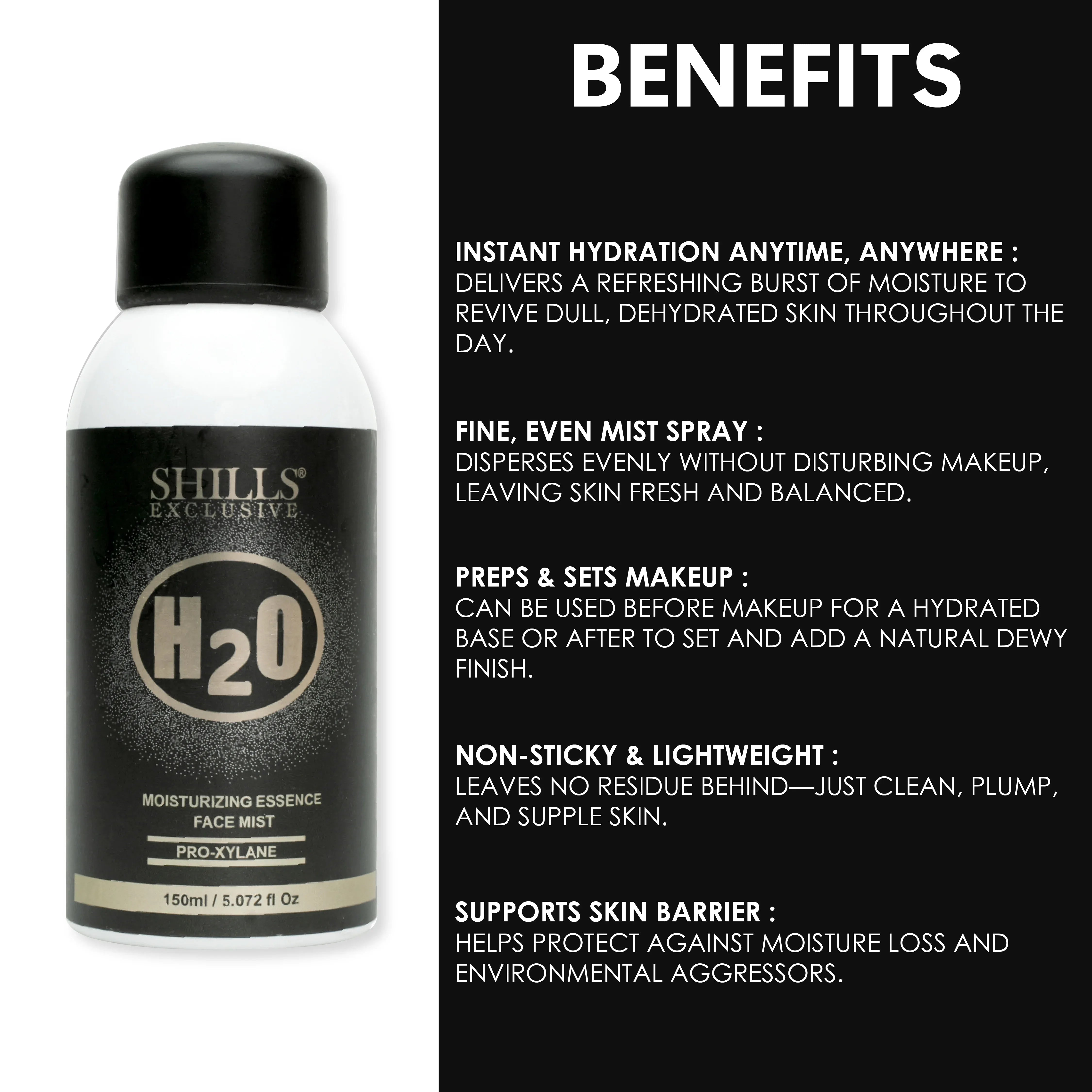 Moisturizing H2O Face Mist 150ml - Shills Professional