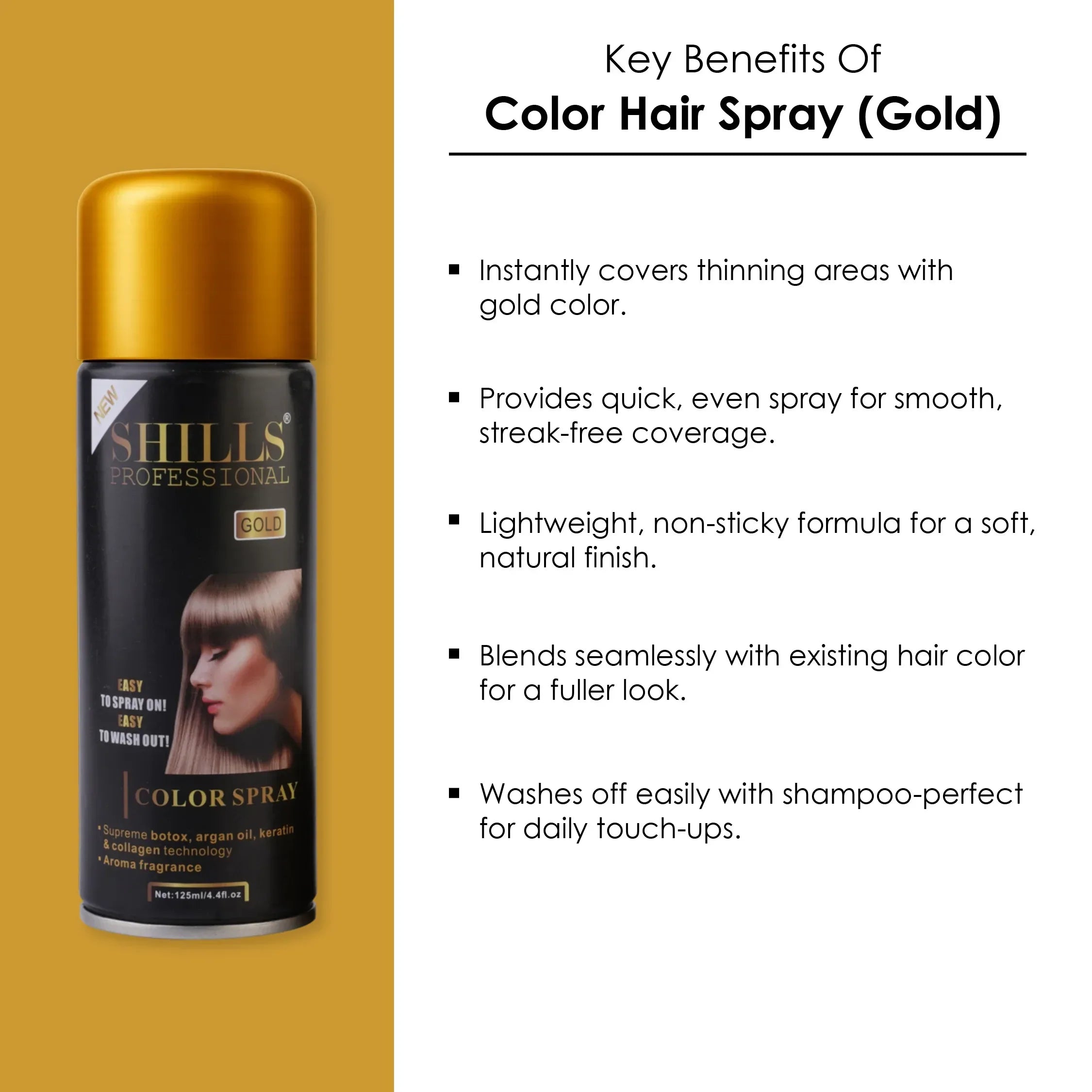 Color Hair Spray (GOLD) - Shills Professional
