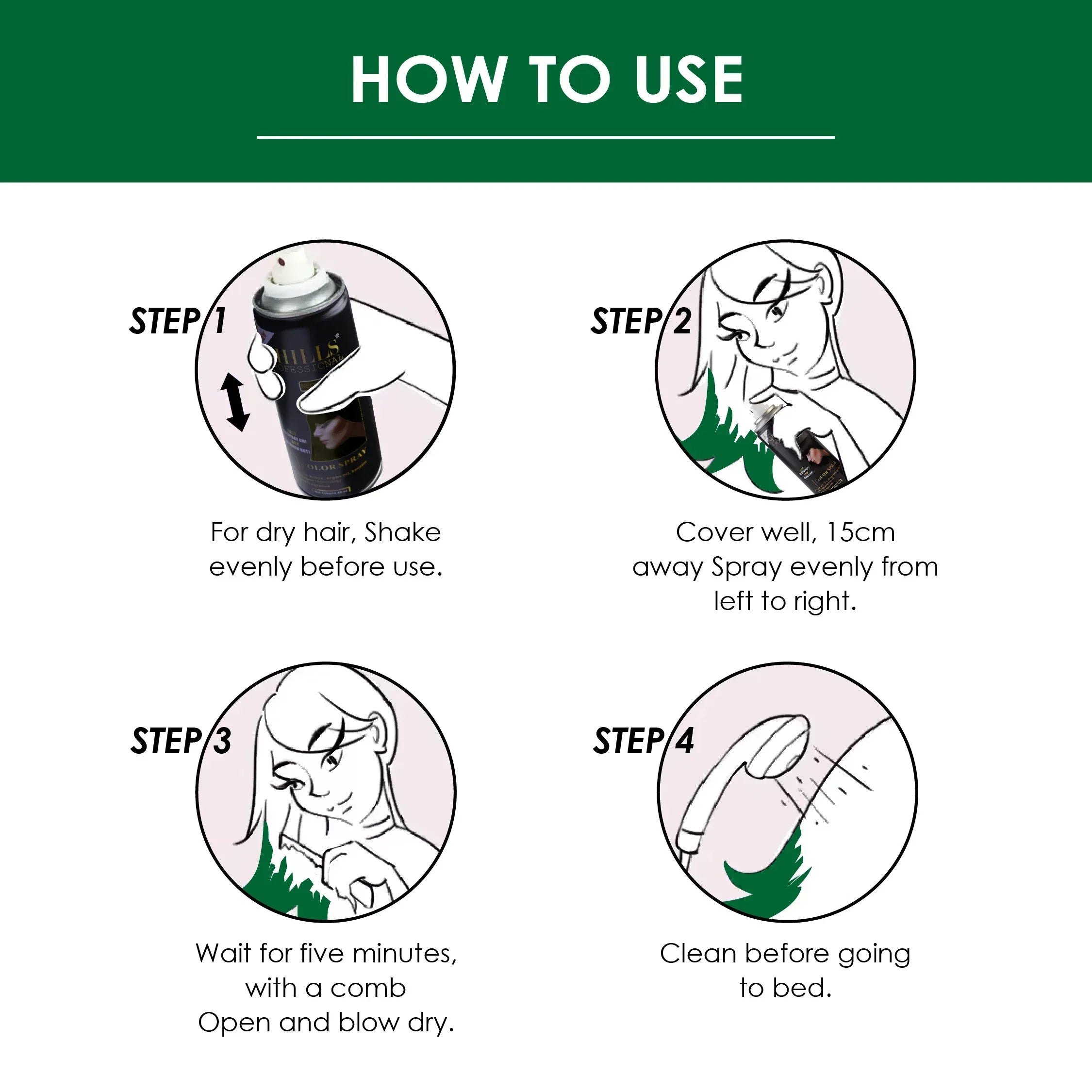 Color Hair Spray (GREEN) - Shills Professional