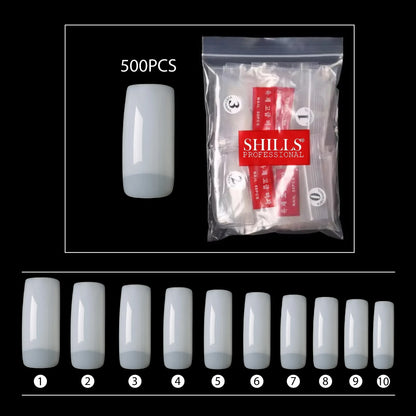 PKT 500pcs Half Cover Nail Tips Natural - Shills Professional
