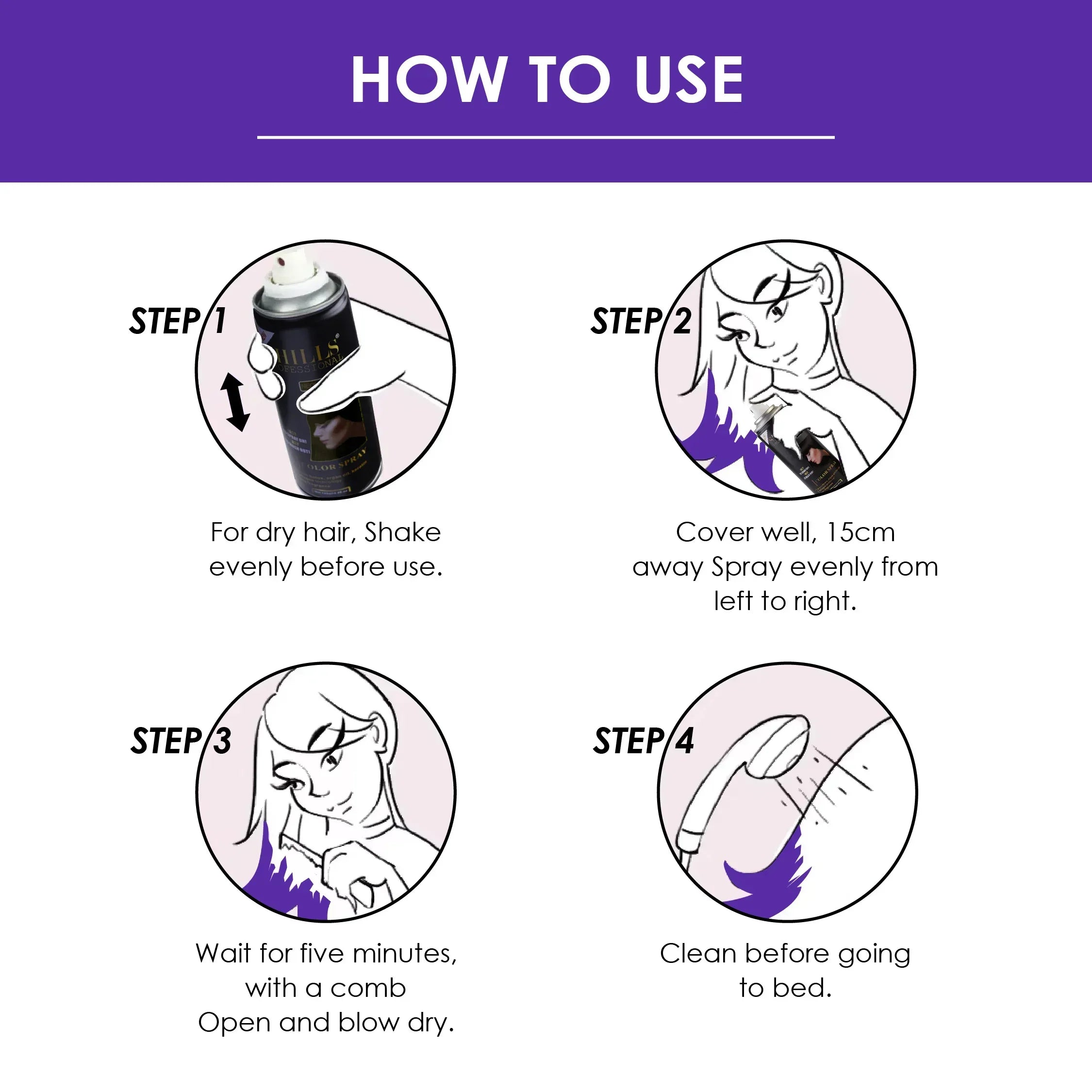 Color Hair Spray (PURPLE) - Shills Professional