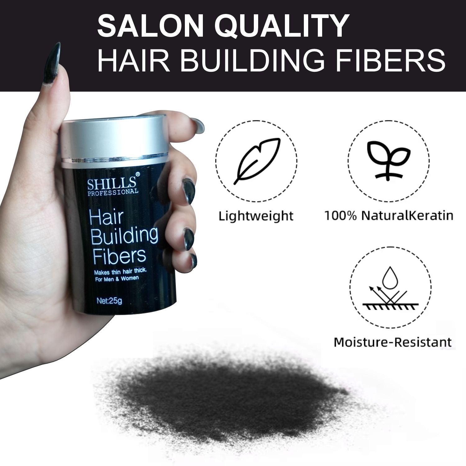 Hair Building Fiber Powder Black 25g