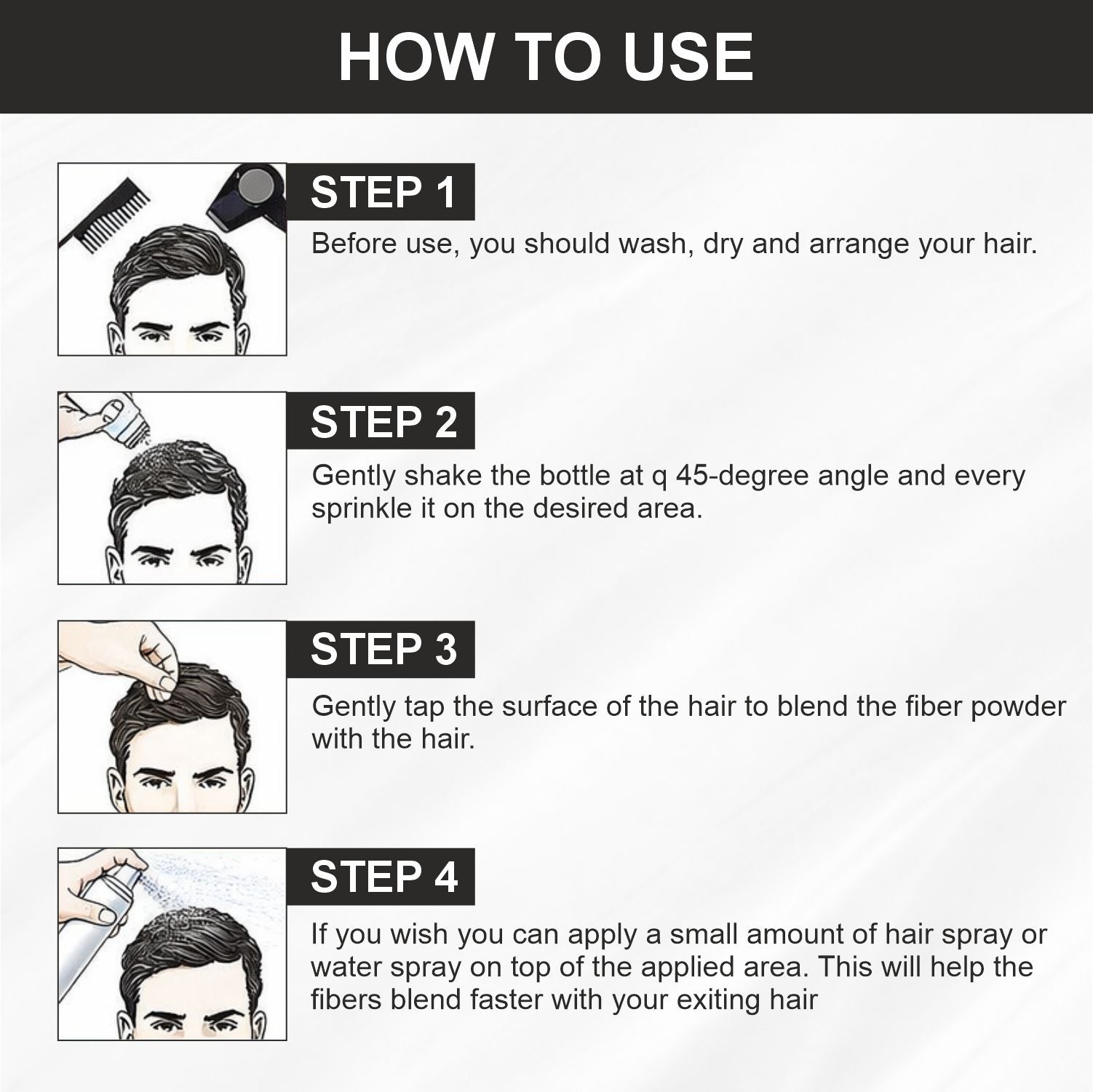 Hair Building Fiber Powder Black 25g