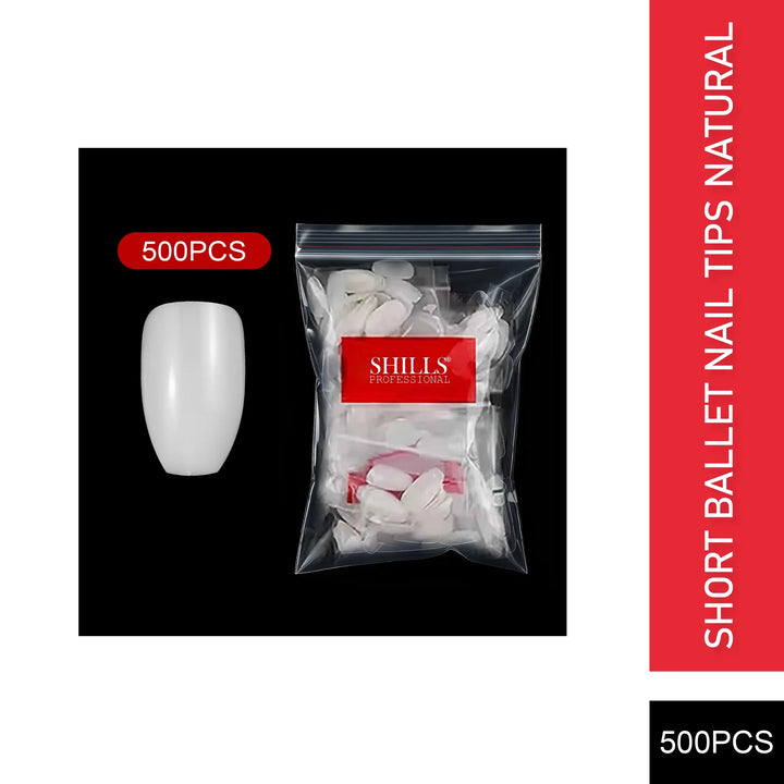 PKT 500pcs Short Ballet Nail Tips Natural - Shills Professional