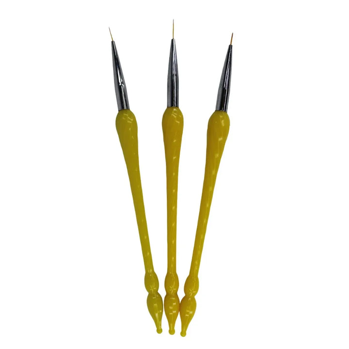 Nail Art Brush Set 3Pcs yellow - Shills Professional