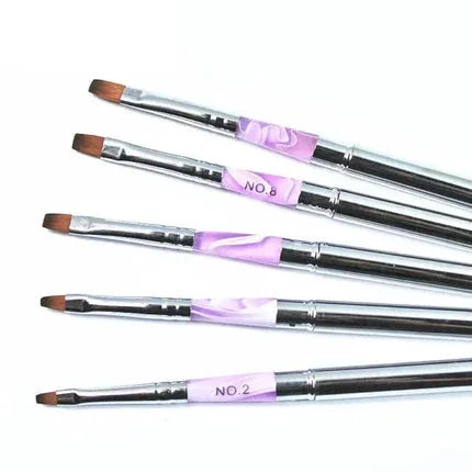 Nail Art Brush Set Silver 6Pcs-NB-21 - Shills Professional