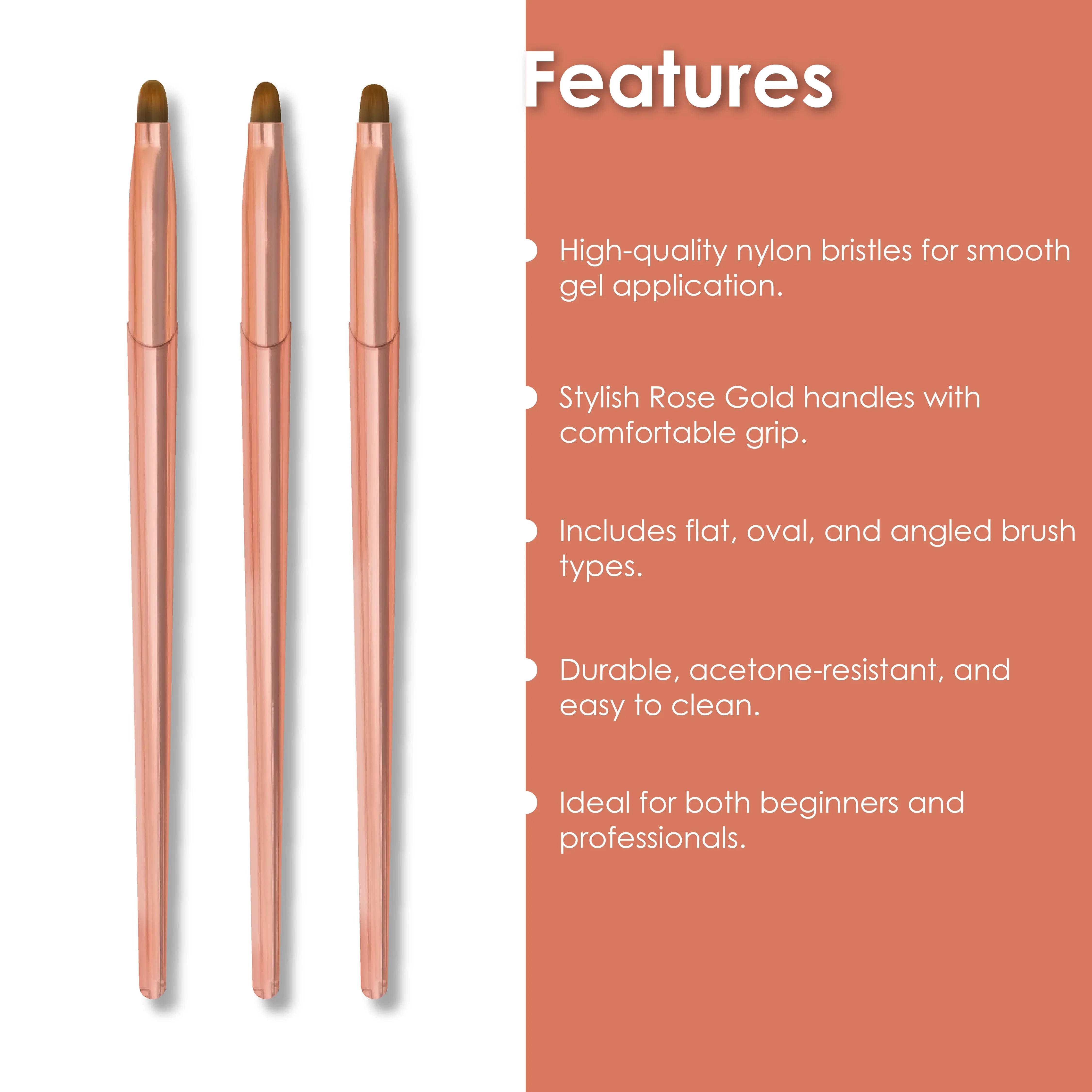 Gel Brush Set Metal 3Pcs - Shills Professional
