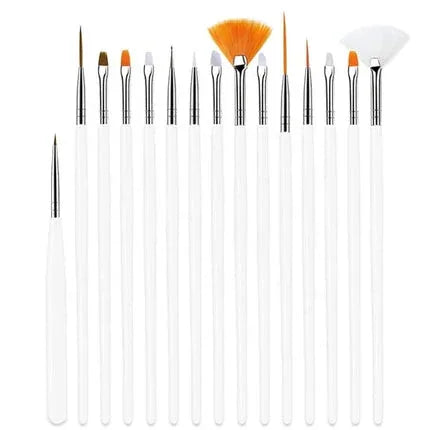Nail Art Brush Set White 15Pcs - Shills Professional