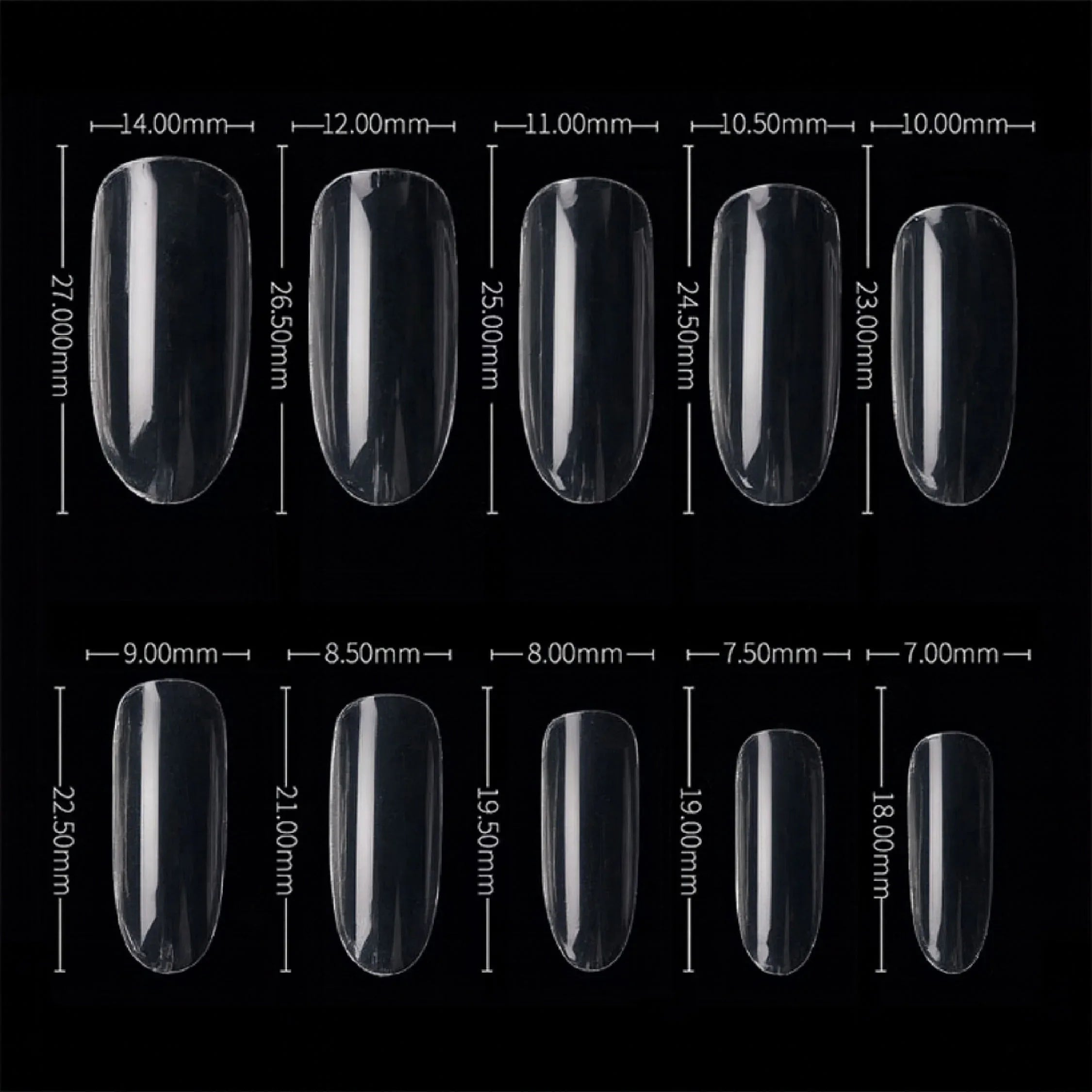 PKT 500pcs Oval Shape Nail Tips Clear - Shills Professional