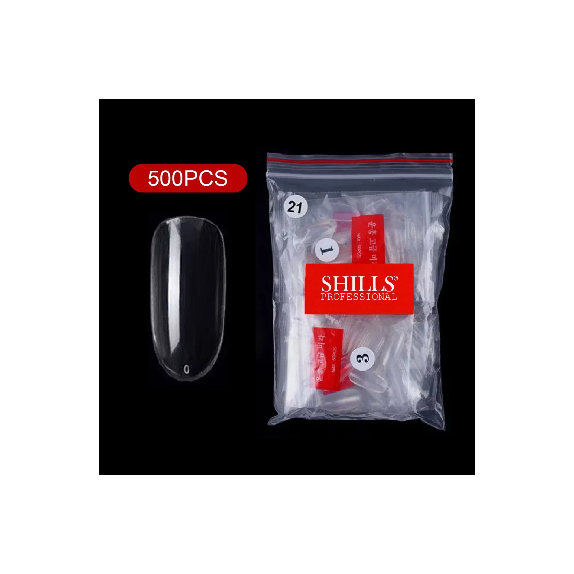 PKT 500pcs Oval Shape Nail Tips Clear - Shills Professional