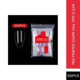 PKT 500pcs Pen Pointed Shape Nail Tips Natural