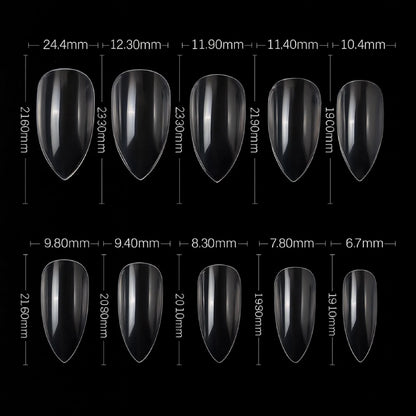 PKT 500pcs Pen Pointed Shape Nail Tips Natural - Shills Professional