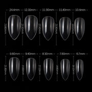 PKT 500pcs Pen Pointed Shape Nail Tips Natural