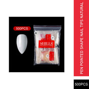 PKT 500pcs Pen Pointed Shape Nail Tips Natural