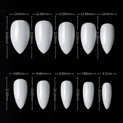 PKT 500pcs Pen Pointed Shape Nail Tips Natural - Shills Professional
