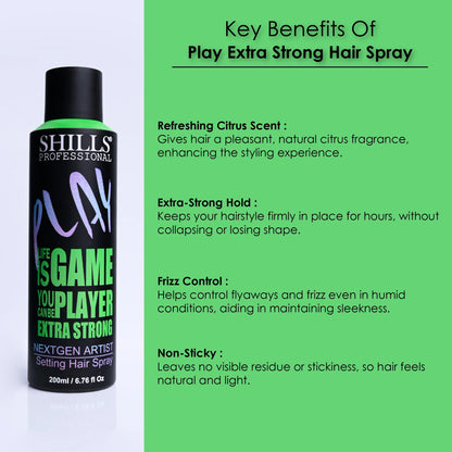 Play Extra Strong Hair Spray - Shills Professional
