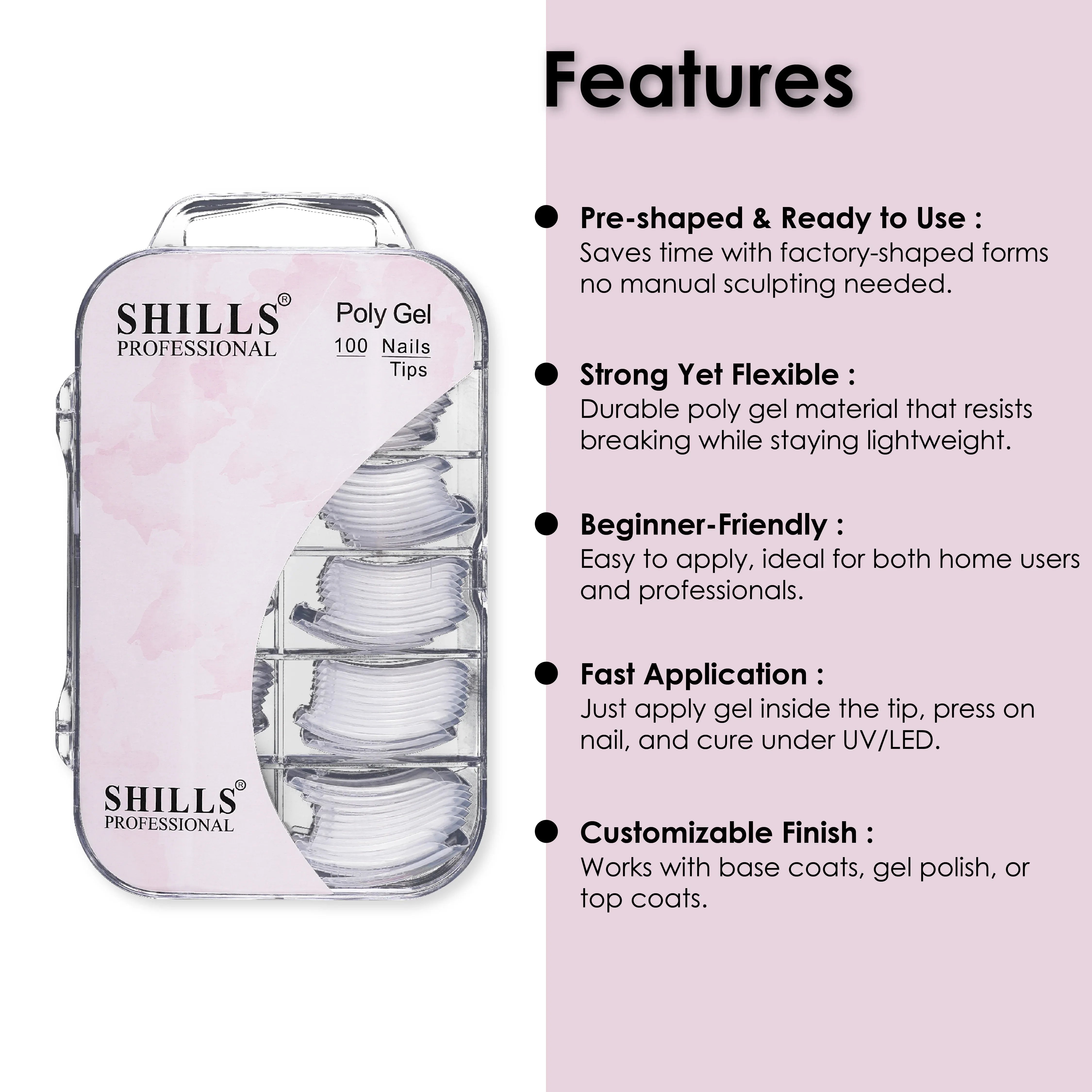 Poly Gel Tips 100pcs - Shills Professional