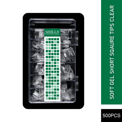 Soft Gel Short Square Tip-PT25-Clear - Shills Professional