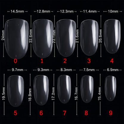 PKT 500pcs Short Oval Nail Tips Clear - Shills Professional