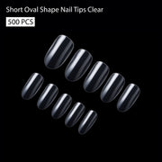 PKT 500pcs Short Oval Nail Tips Clear