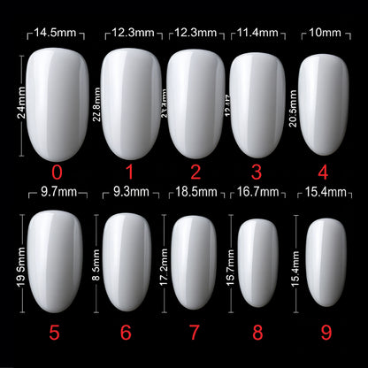 PKT 500pcs Short Oval Shape Nail Tips Natural - Shills Professional