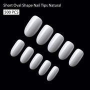 PKT 500pcs Short Oval Shape Nail Tips Natural