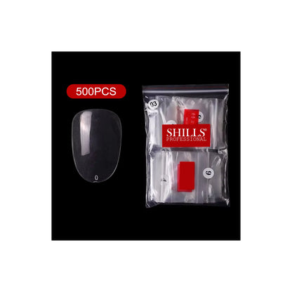 PKT 500pcs Short Round Shape Nail Tips Clear - Shills Professional