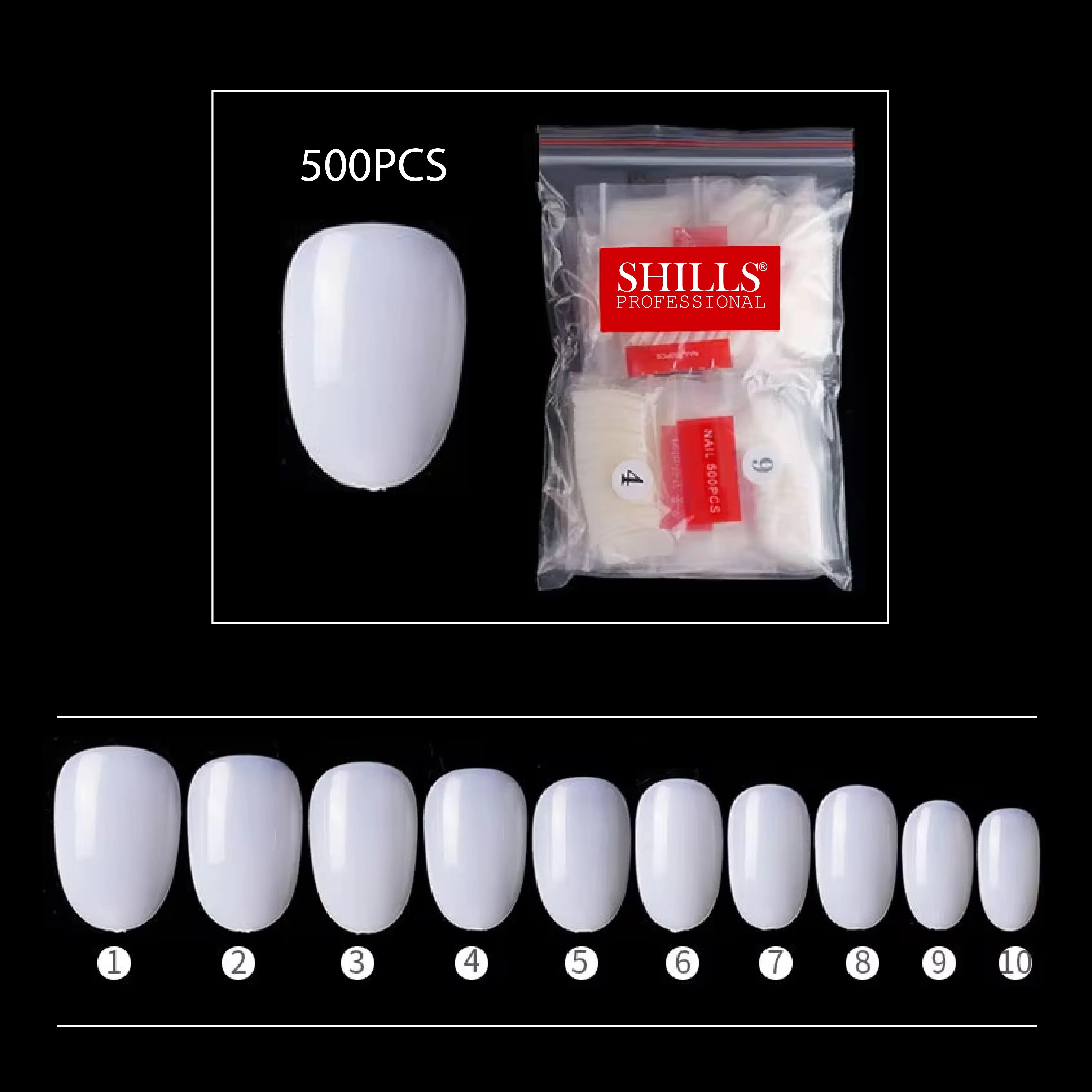 PKT 500pcs Short Round Shape Nail Tips Natural - Shills Professional