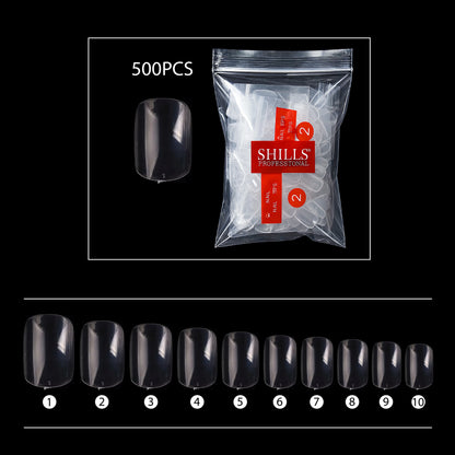 PKT 500pcs Short Full Cover Nail Tips Clear - Shills Professional