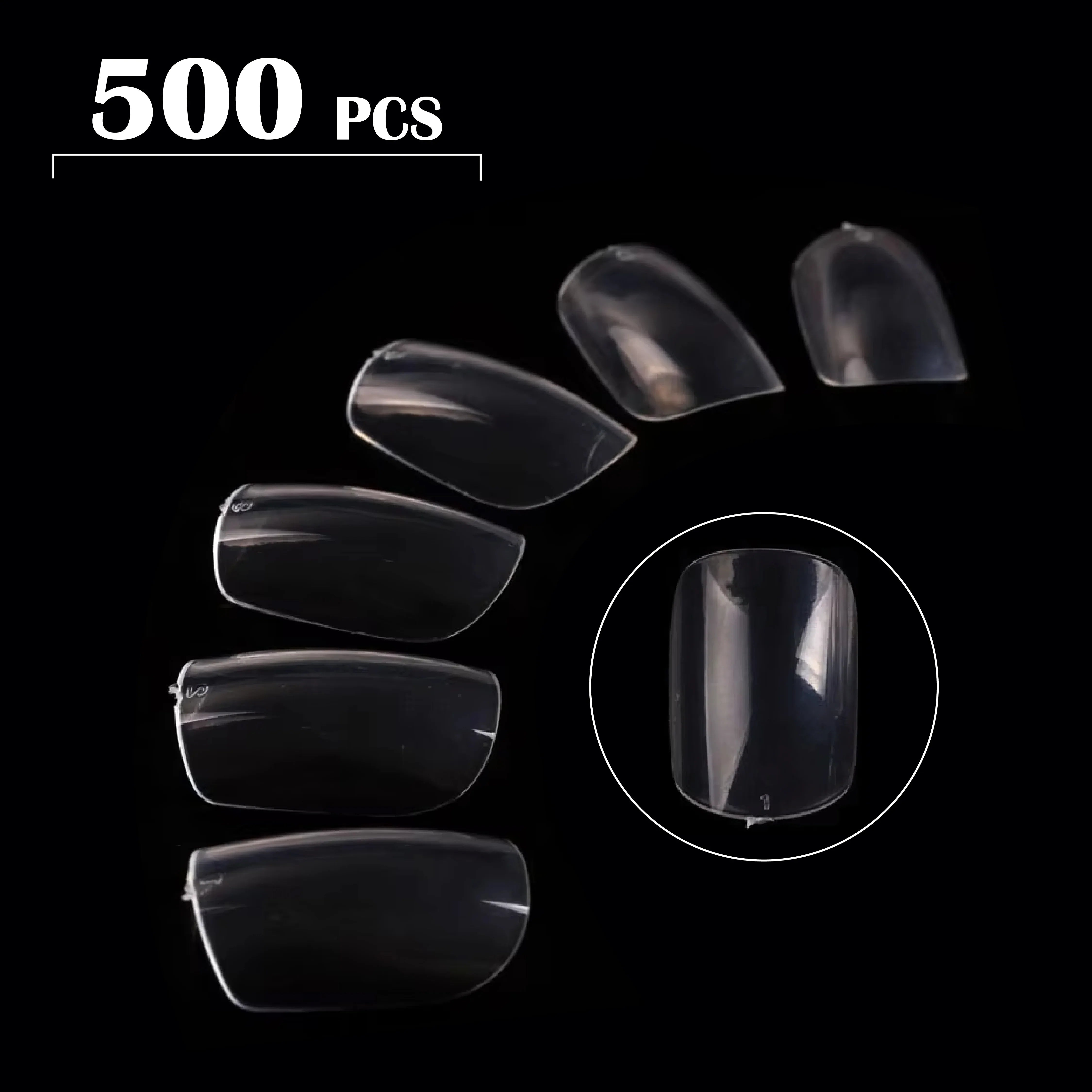 PKT 500pcs Short Full Cover Nail Tips Clear - Shills Professional