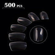 PKT 500pcs Short Full Cover Nail Tips Clear