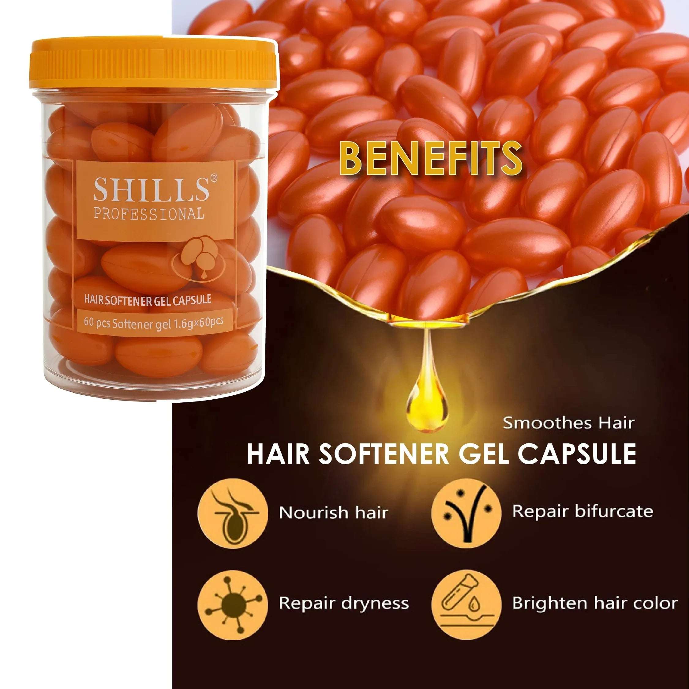 Hair Softener Gel Capsule - Orange - Shills Professional