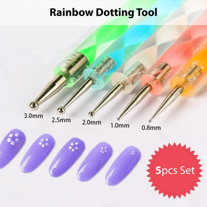 Rainbow Nail Dotting Tool Set 5Pc - Shills Professional
