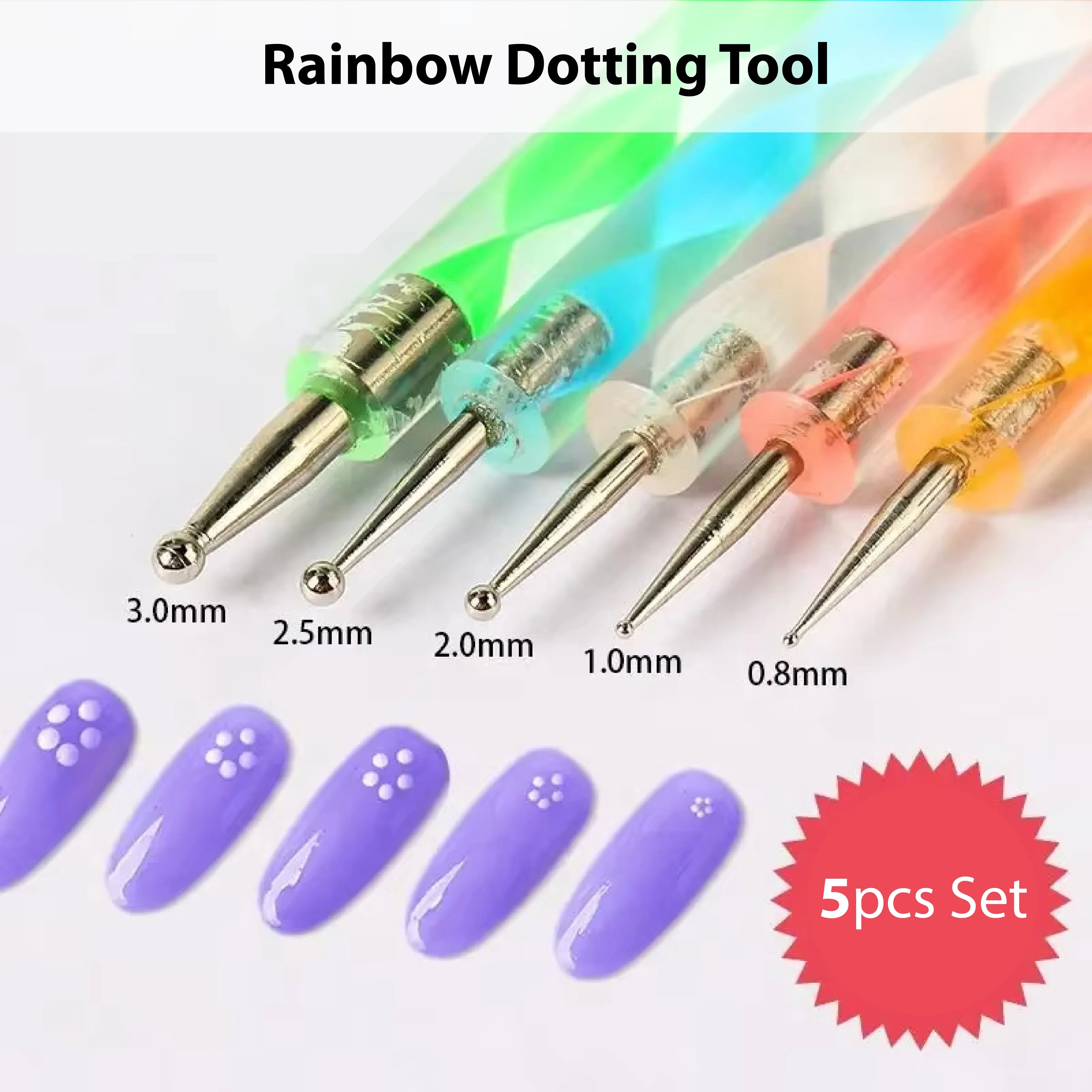 Rainbow Nail Dotting Tool Set 5Pc - Shills Professional