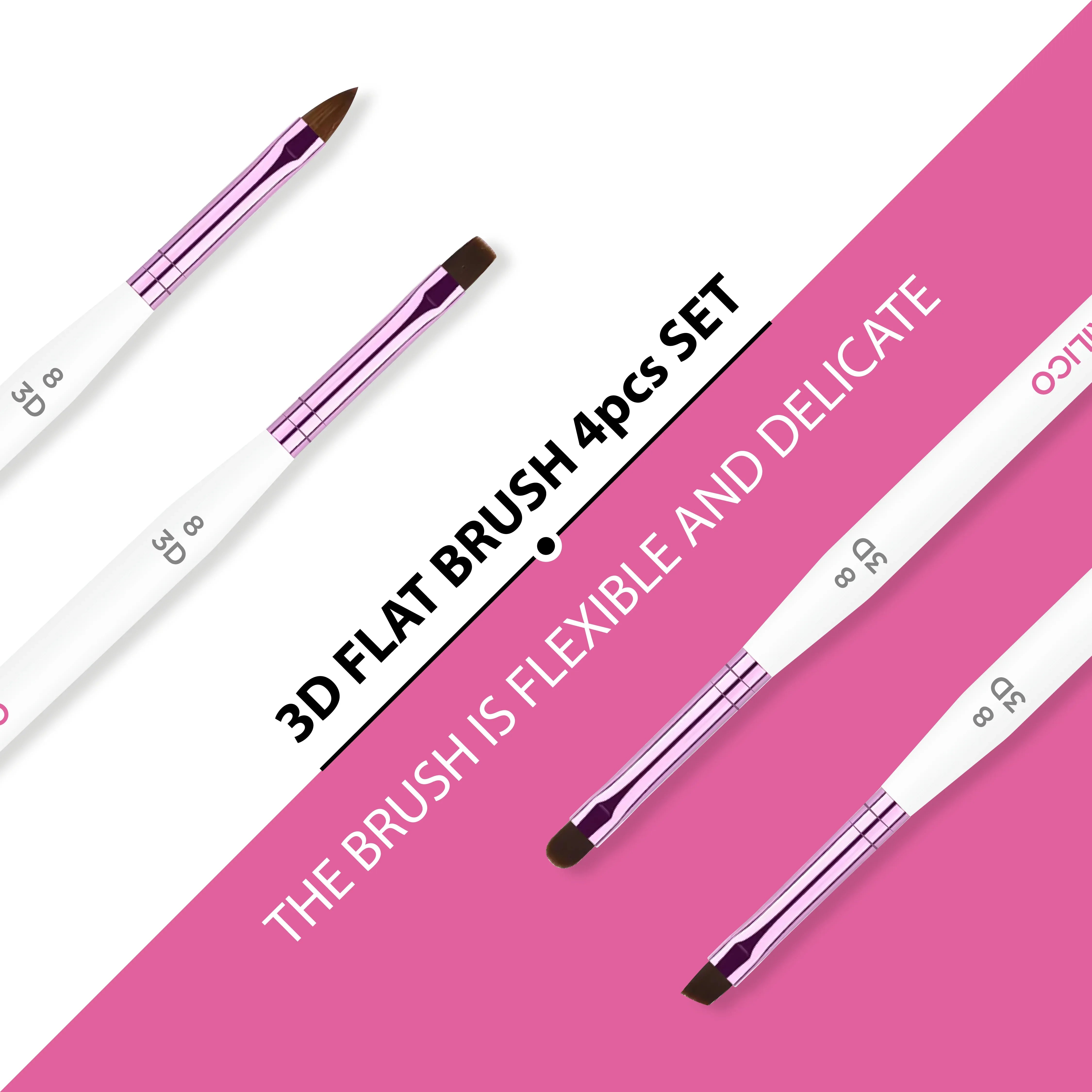 White Gel Brush Set 4Pcs - Shills Professional