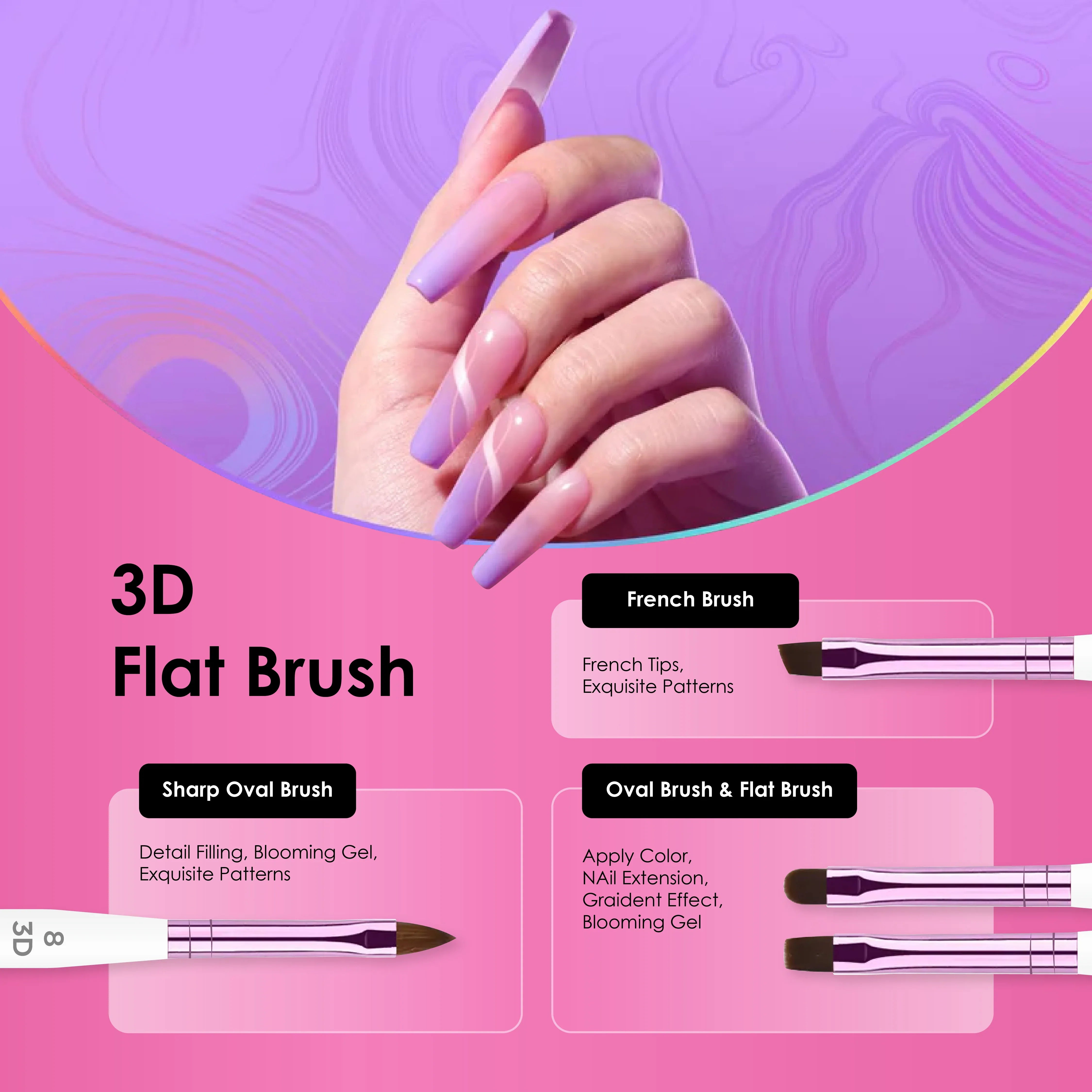 White Gel Brush Set 4Pcs - Shills Professional